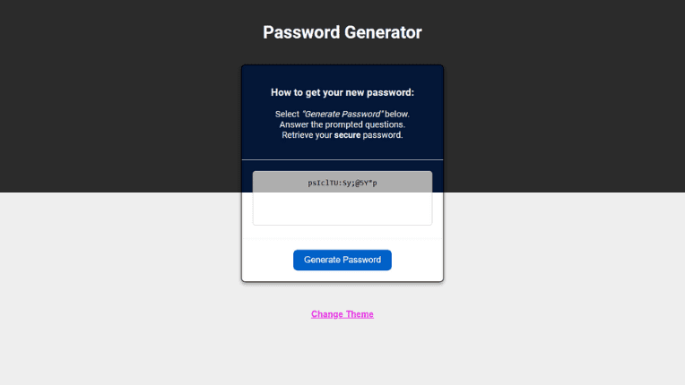 Photo of the Password Generator project