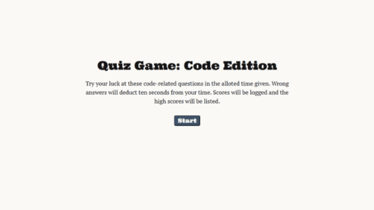 Photo of the Quiz Game: Code Edition project